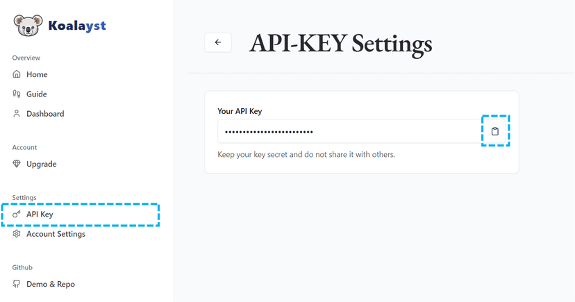 Retrieve Your API Key visualization