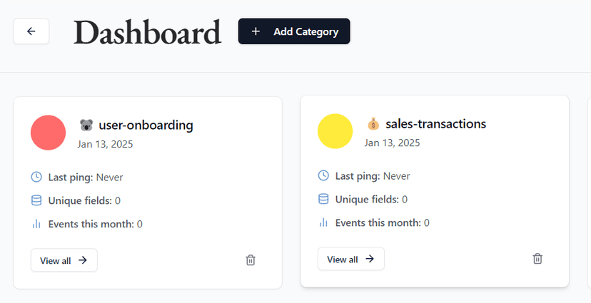Dashboard results view